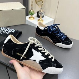 Golden Goose Black Suede Sneakers with White Star and Tan Sole